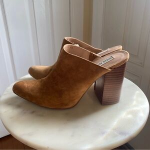 Steve Madden Cognac Suede Block Heel Mule Booties Size 8.5